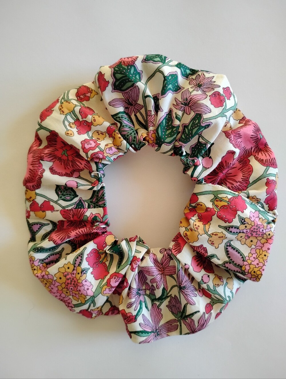 Liberty Art Fabric Tana Lawn Scrunchie Edna Berry Floral Pink Red Garden Bespoke